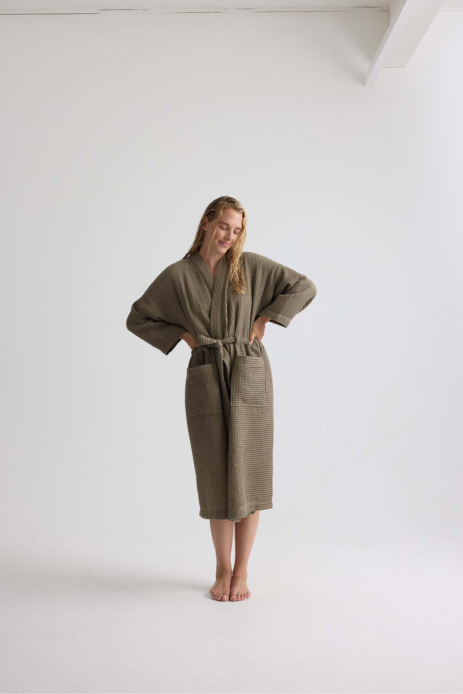 Waffle Kimono Robe In Overland Trek