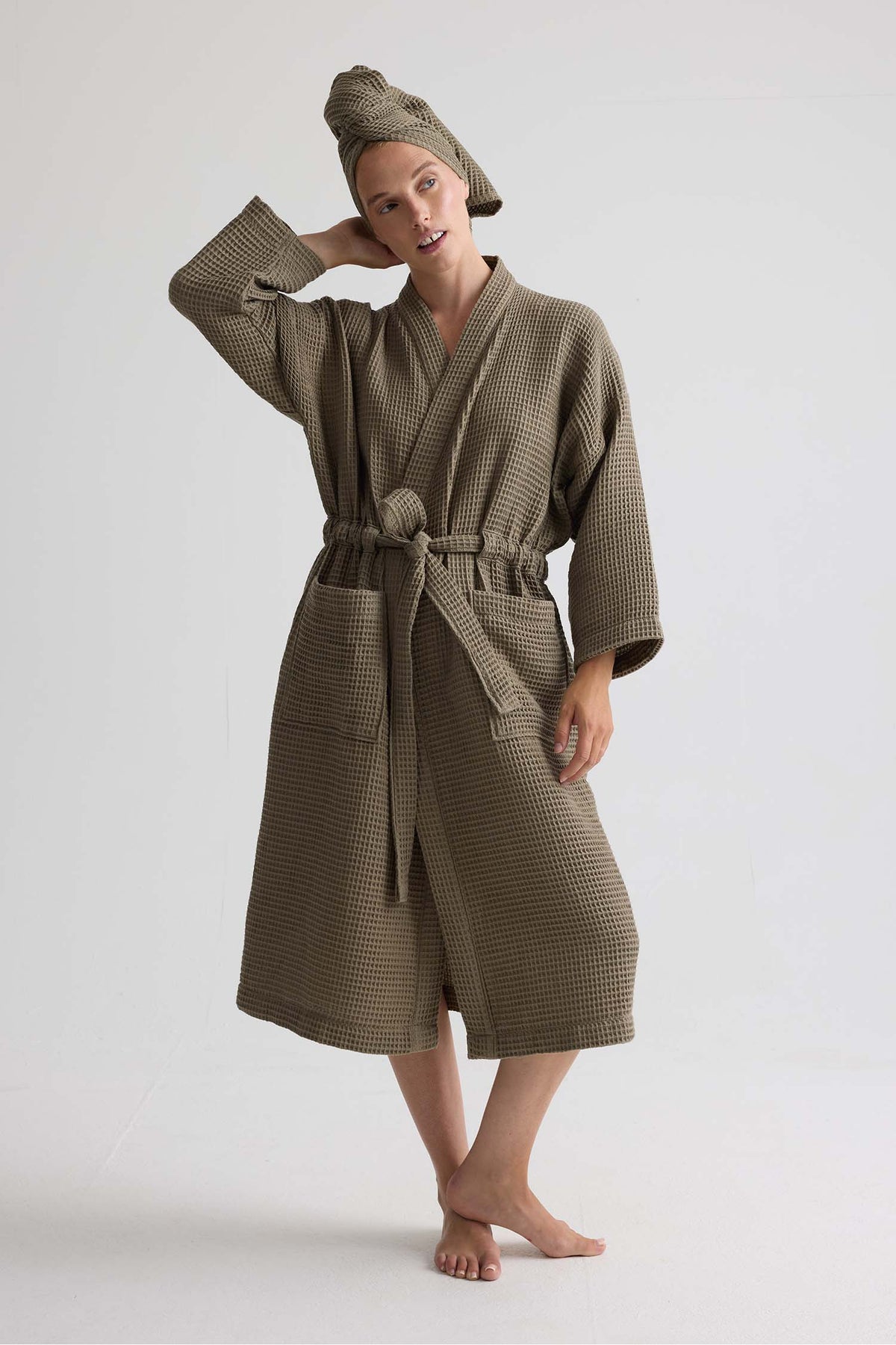 Waffle Kimono Robe In Overland Trek