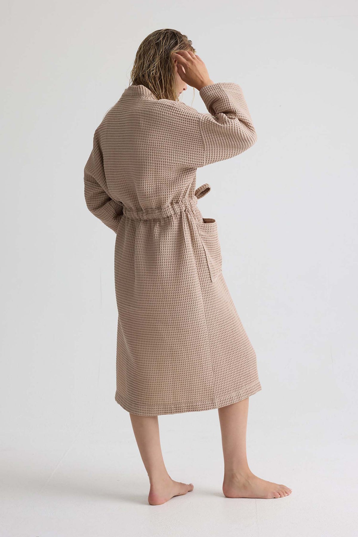 Waffle Kimono Robe In Summer Sand