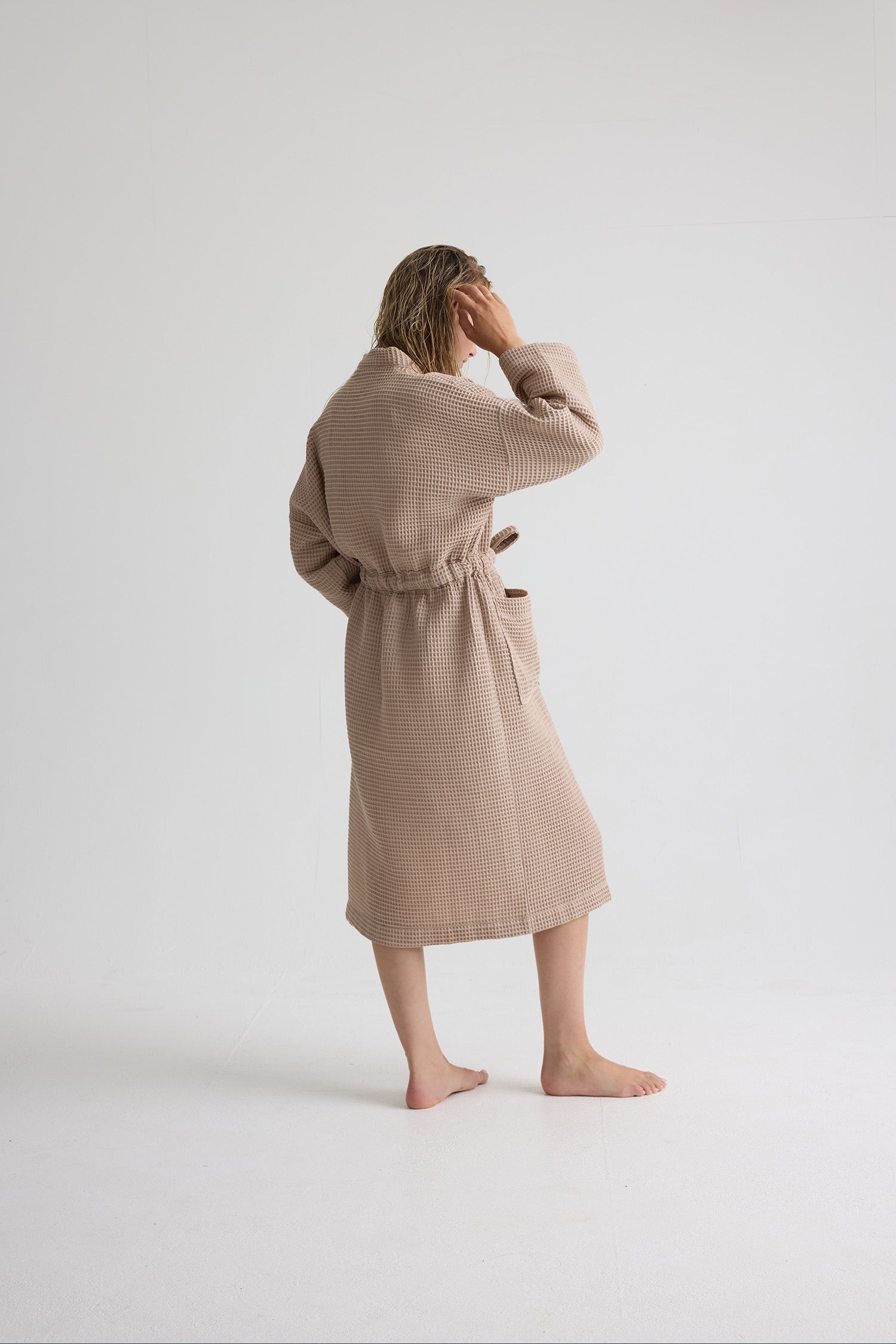 Waffle Kimono Robe In Summer Sand