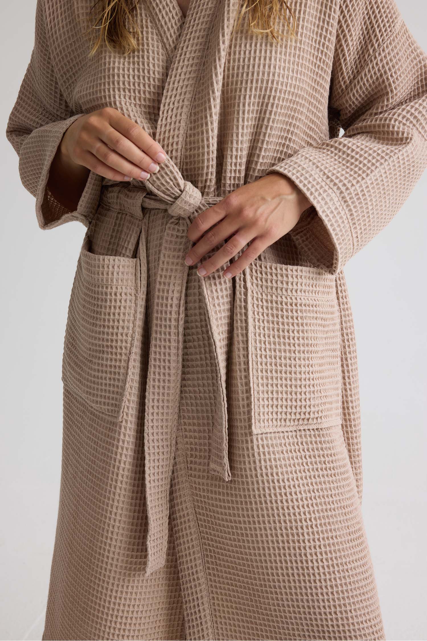Waffle Kimono Robe In Summer Sand