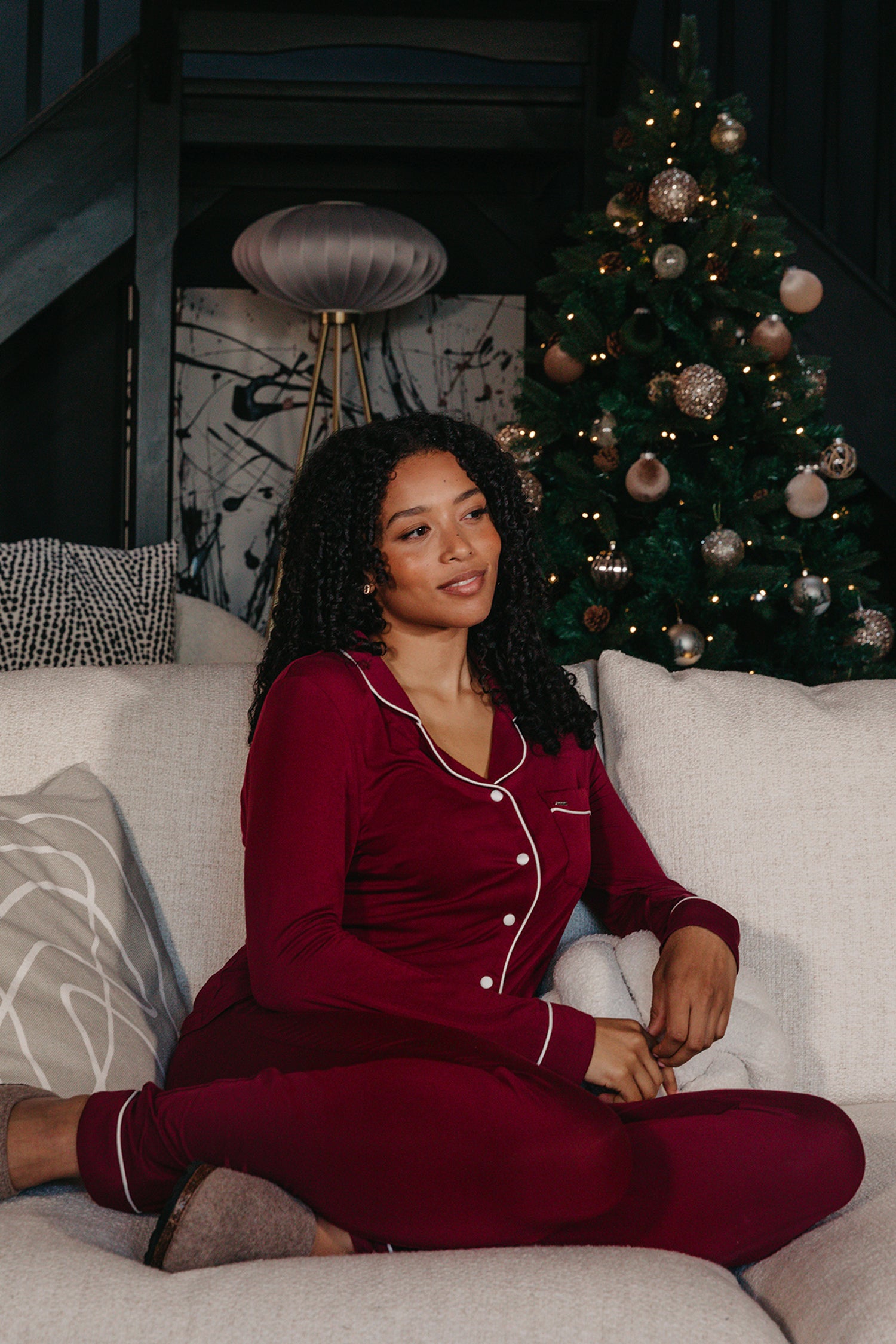Bamboo Long Pyjama Set in Claret