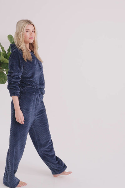 Cosy Chevron Lounge Suit in Navy - Loungewear