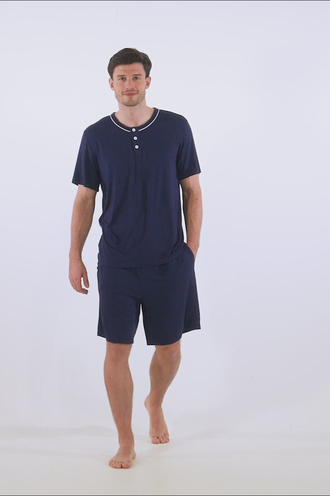 
                  
                    Load and play video in Gallery viewer, Mister You Bamboo Short Pyjama Set in Midnight
                  
                