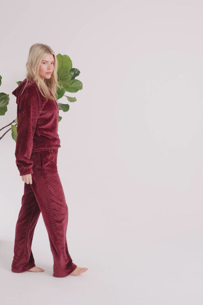 Cosy Chevron Lounge Suit in Maroon - Loungewear