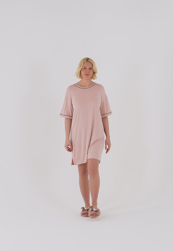 
                  
                    Load and play video in Gallery viewer, Bamboo Classic Tee Dress in Pink
                  
                