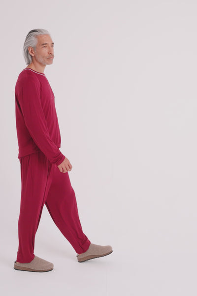 Mister You Bamboo Pyjama Set in Claret - Pajamas