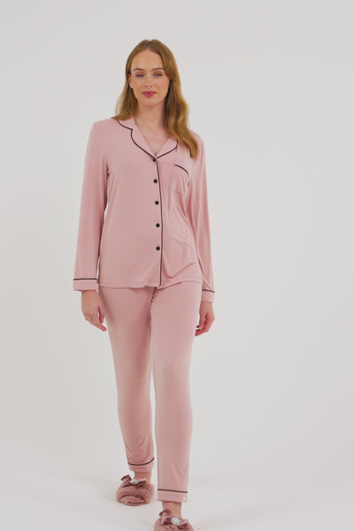 Bamboo Long Pyjama Set in Pink - Wholesale - Pajamas