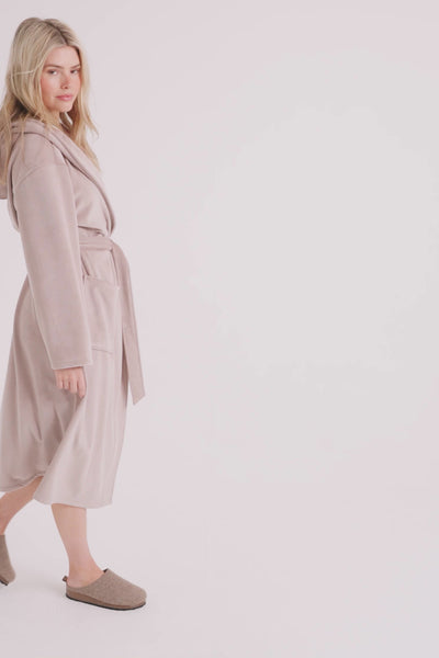 Ribbed Hooded Robe in Mink - Robes