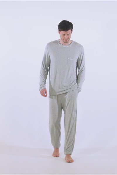 Mister You Bamboo Pyjama Set in Grey Marl - Pajamas