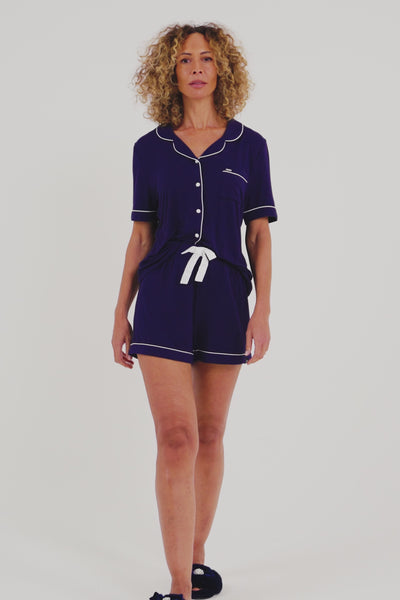 Bamboo Shirt Short Set in Midnight - Wholesale - Pajamas