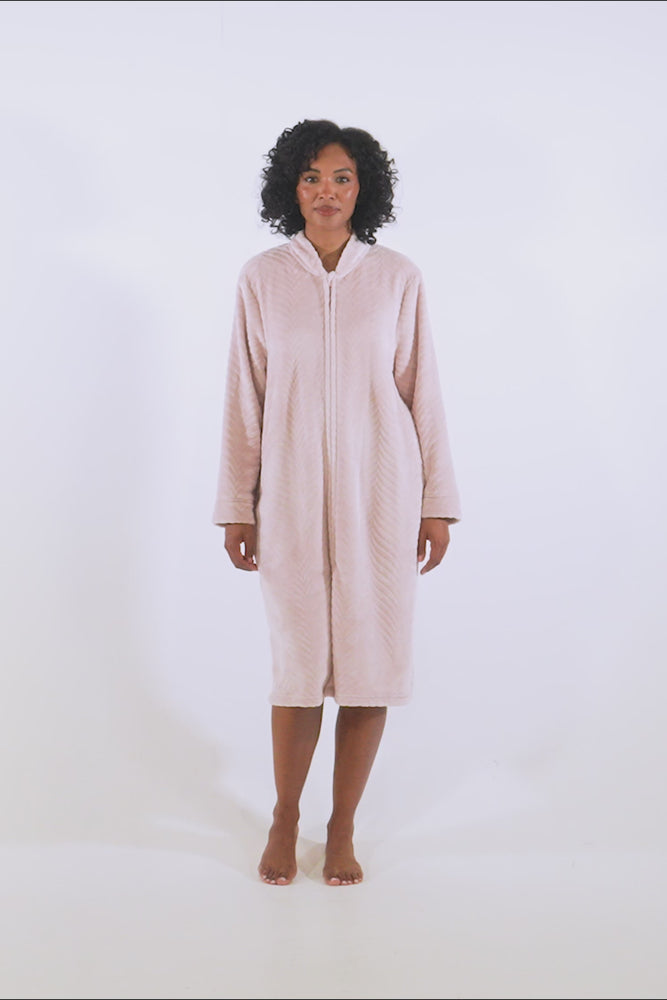 Cosy Chevron Housecoat in Rose