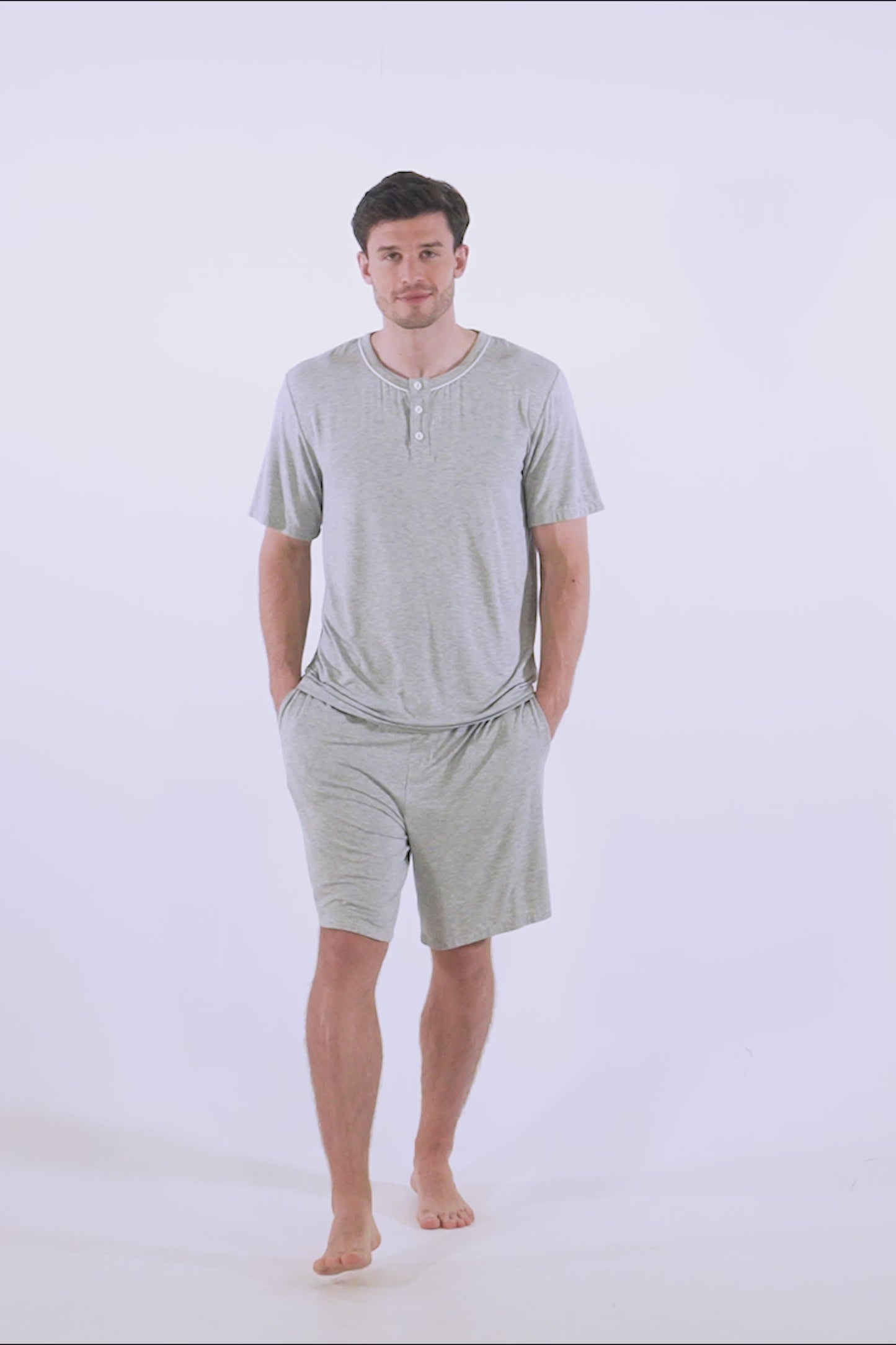 
                  
                    Load and play video in Gallery viewer, Mister You Bamboo Short Pyjama Set in Grey Marl
                  
                