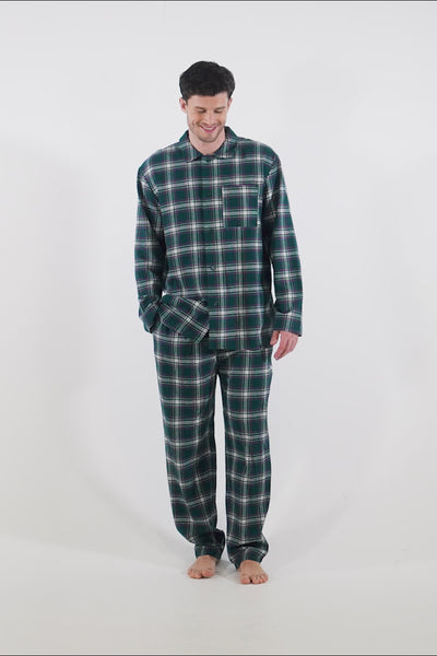 Mister You Plaid Pyjama Set in Green - Pajamas