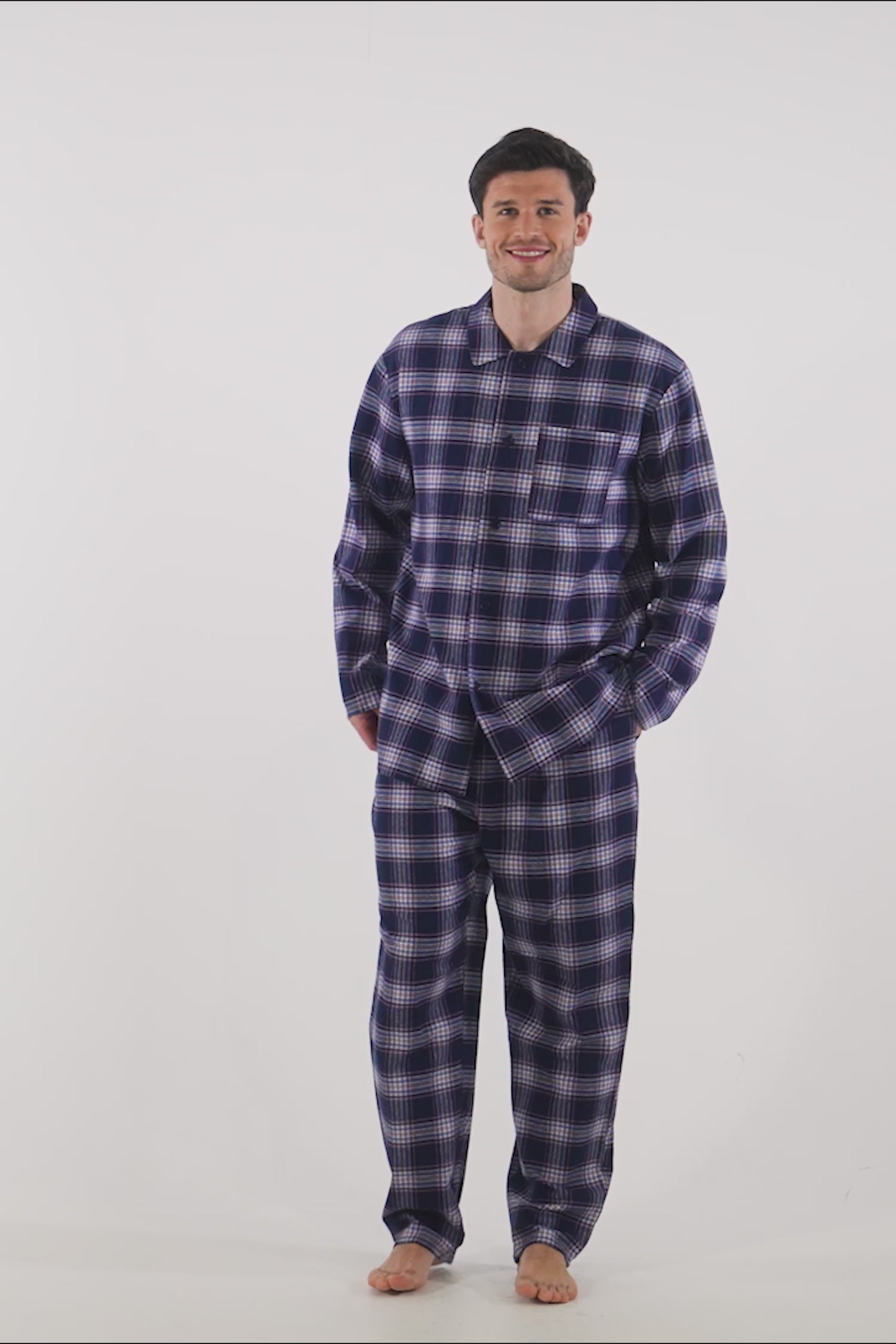 
                  
                    Load and play video in Gallery viewer, Mister You Plaid Pyjamas in Midnight
                  
                