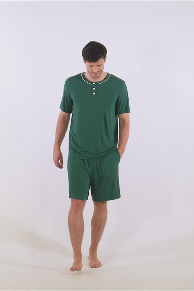 Mister You Bamboo Short Pyjama Set in Green - Pajamas
