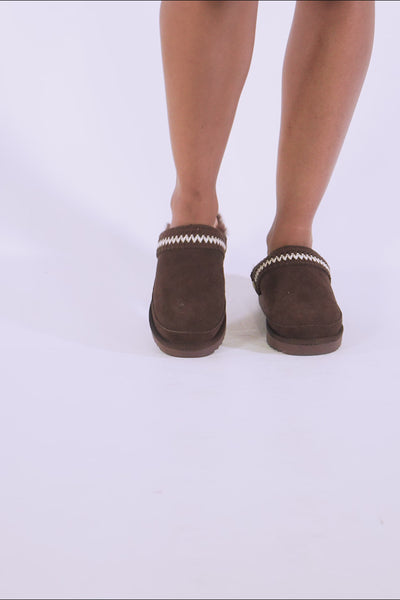 Hallie Sheepskin Multiway Slippers in Chocolate - Slippers