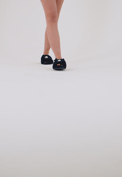Anya Slippers in Navy - Slippers