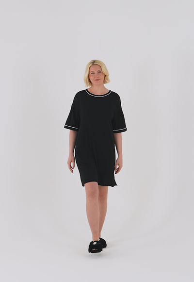 Bamboo Classic Tee Dress in Black - Wholesale - Nightgowns