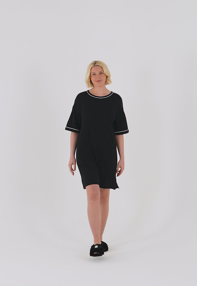 
                  
                    Load and play video in Gallery viewer, Bamboo Classic Tee Dress in Black
                  
                