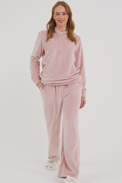 Cosy Chevron Lounge Suit in Rose - Loungewear