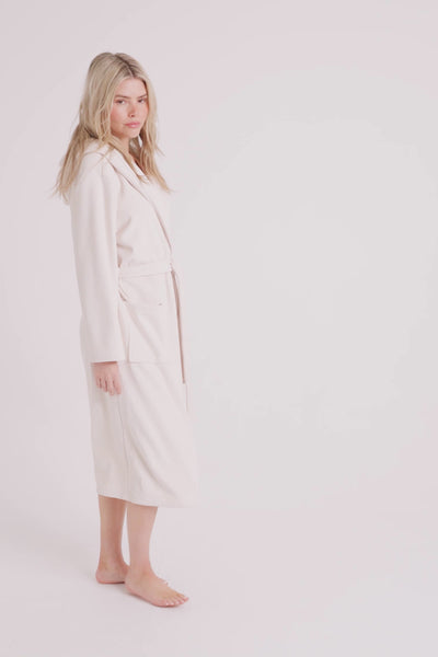Ribbed Hooded Robe in Cream - Robes