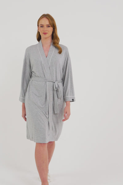 Bamboo Kimono Robe in Grey Marl - Wholesale - Robes