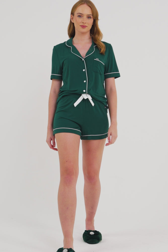 Bamboo Shirt Short Set in Green