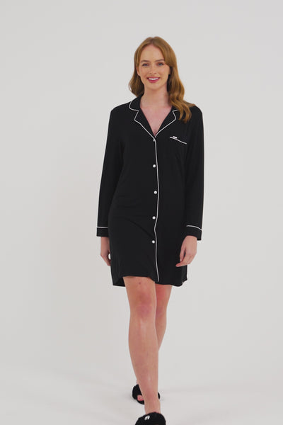 Bamboo Nightshirt in Black - Wholesale - Nightgowns