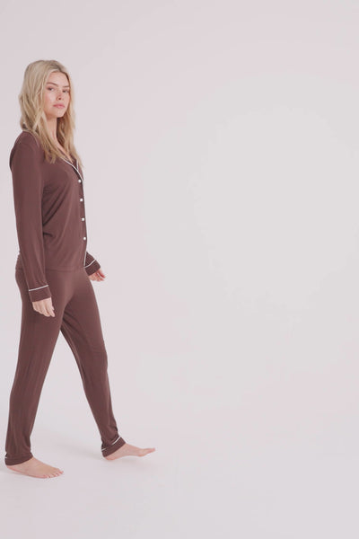 Bamboo Long Pyjama Set in Chocolate - Wholesale - Pajamas