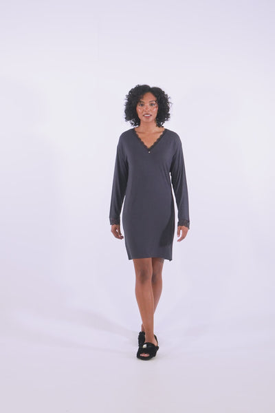 Bamboo Lace Nightdress in Raven - Wholesale - Nightgowns