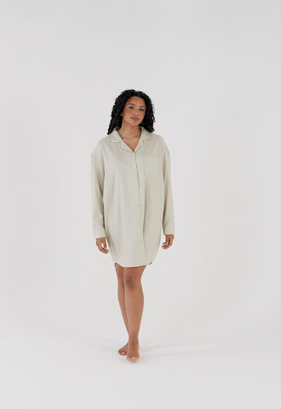 Cotton Modal Relaxed Nightshirt in Natural - Nightgowns