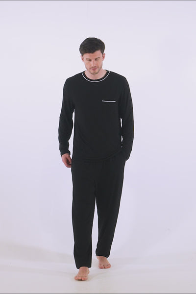 Mister You Bamboo Pyjama Set in Black - Pajamas