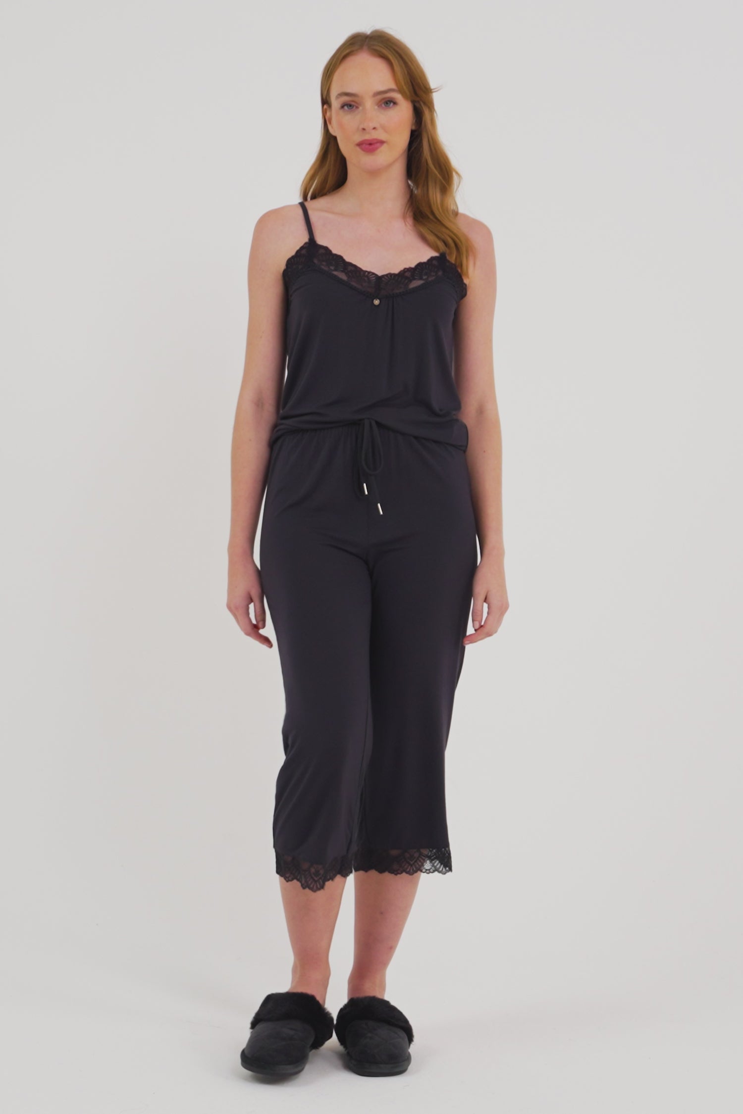 Raven Bamboo Lace Cami & Cropped Trouser PJ Set