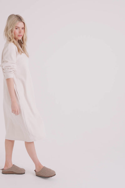 Ribbed Zip Front Housecoat in Cream - Robes