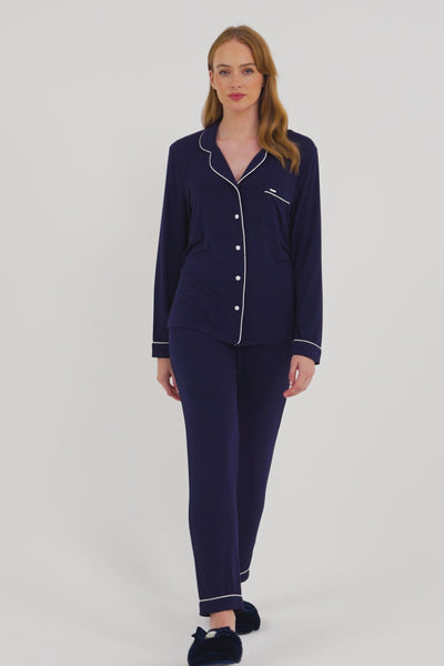 Bamboo Long Pyjama Set in Midnight - Wholesale - Pajamas