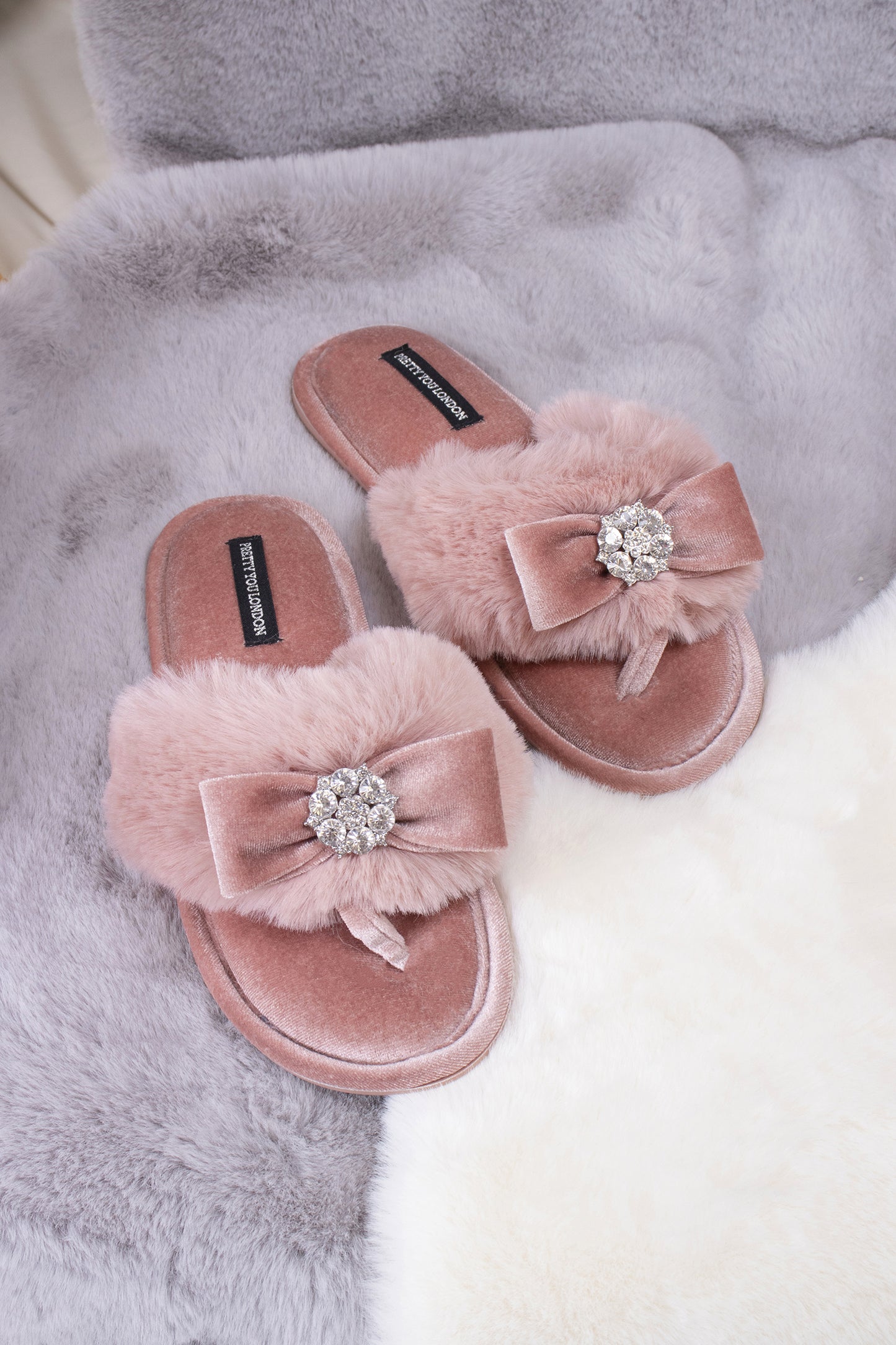 Womens Pink Toe Post Slippers Amelie Toe Post from Pretty You London –  Pretty You London US