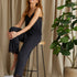Bamboo Lace Cami Cropped Trouser Pajama Set in Raven