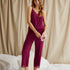 Bamboo Lace Cami Cropped Trouser Pajama Set in Bordeaux