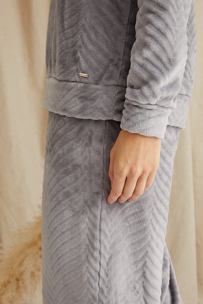 Women's Cosy Chevron Lounge Suit in Shale Grey from Pretty You London