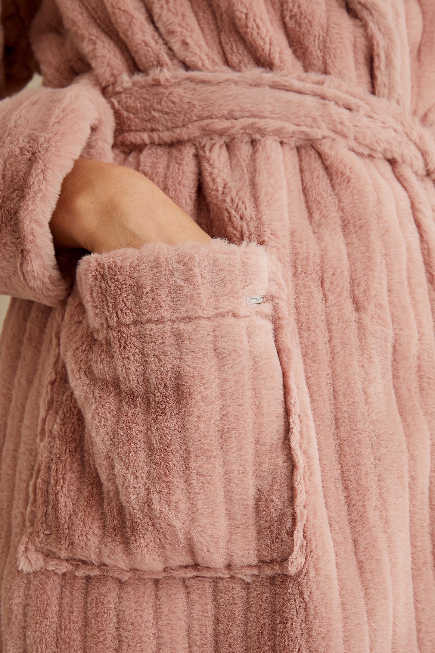 
                  
                    Women's Cloud Robe Dressing Gown in Dusky Pink with oversized hood from Pretty You London
                  
                