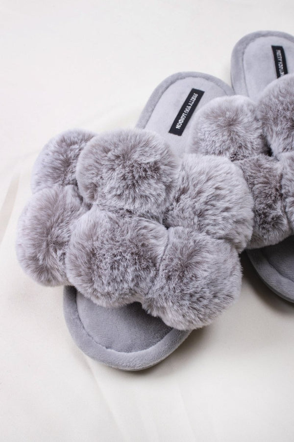 Luxurious Dolly Slippers in Grey