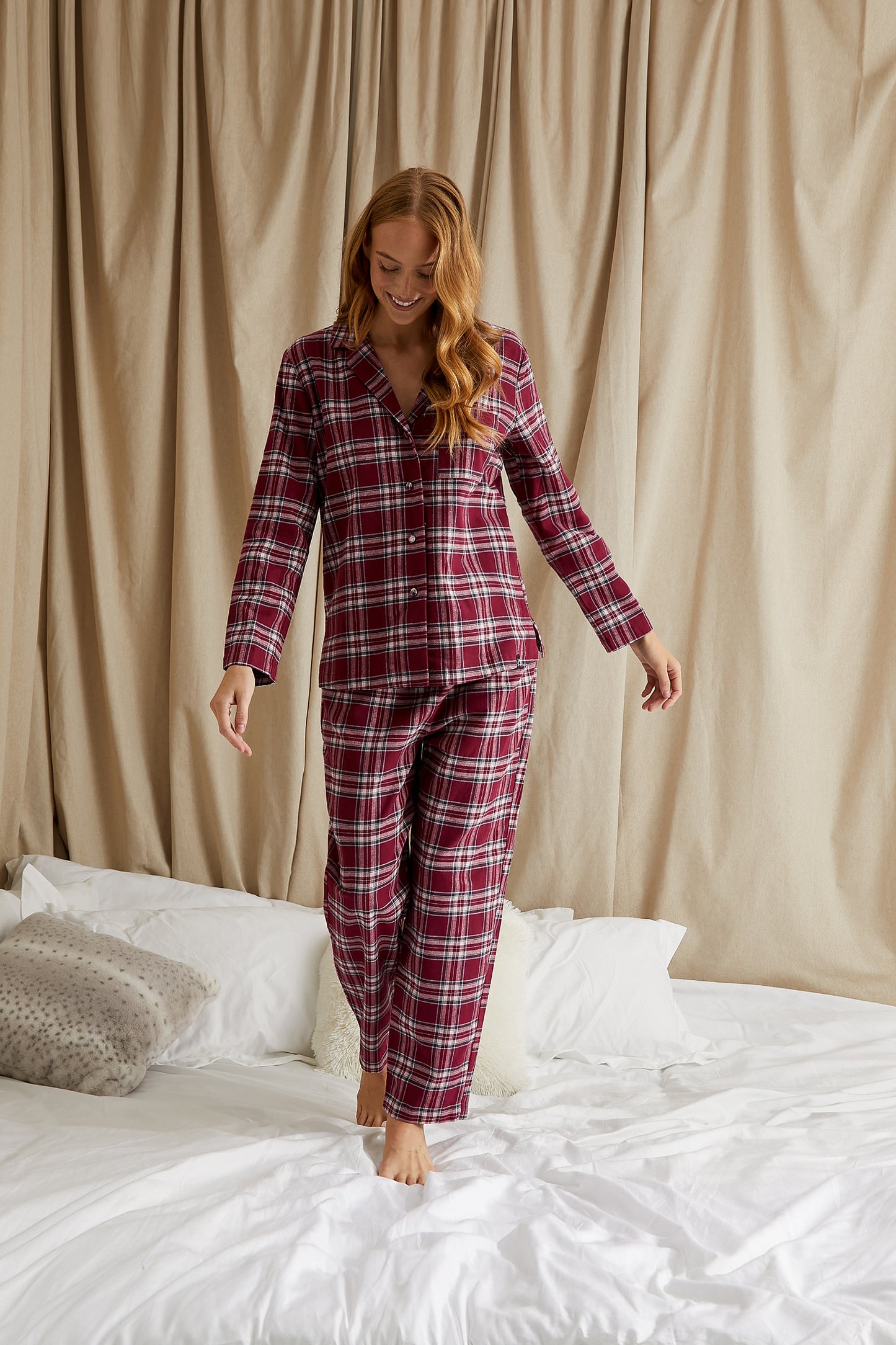 
                  
                    Plaid Pyjama Set in Bordeaux
                  
                