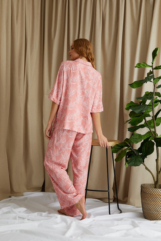 
                  
                    Printed Studio Long Pajama Set in Coral Pink
                  
                